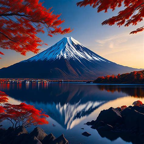 Fuji Mountain And The Mist In Autumn At Beautiful Sunrise Generated By