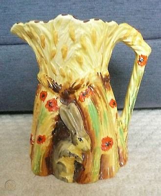 S Art Deco Burleigh Ware Harvest Jug With Rabbit Poppy Wheat