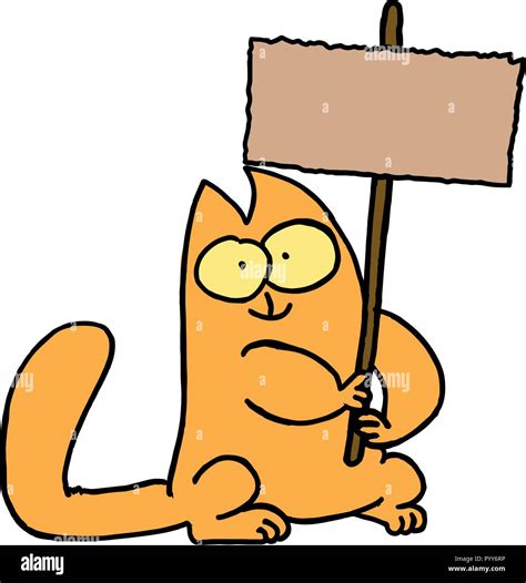 Cartoon Character Cat Holding Sign Vector Stock Vector Image Art