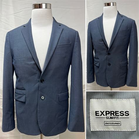 Express Suits And Blazers Mens Express Slim Fit Photographer Blue