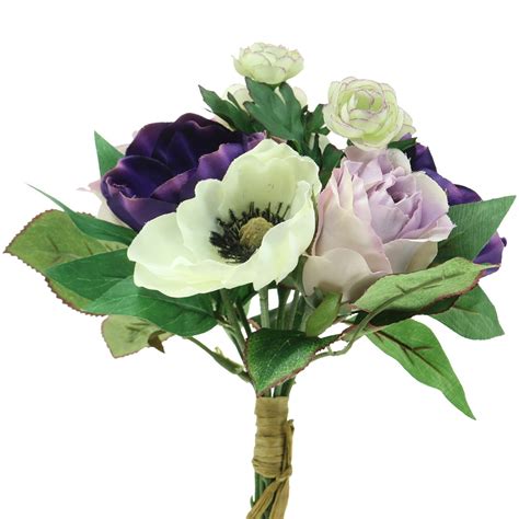 Floristik24 de Strauß mit Anemonen und Rosen Violett Creme 30cm 66607