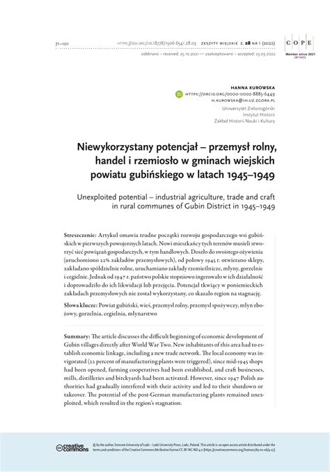 Pdf Niewykorzystany Potencja Przemys Rolny Handel I Rzemios O W