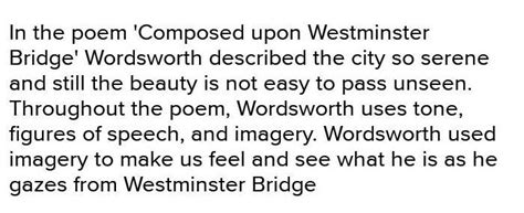 Write An Appreciation Of The Sonnet Upon Westminster Bridge Brainly In