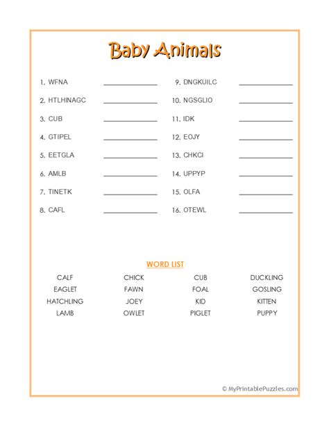 Animal Scramble Worksheet