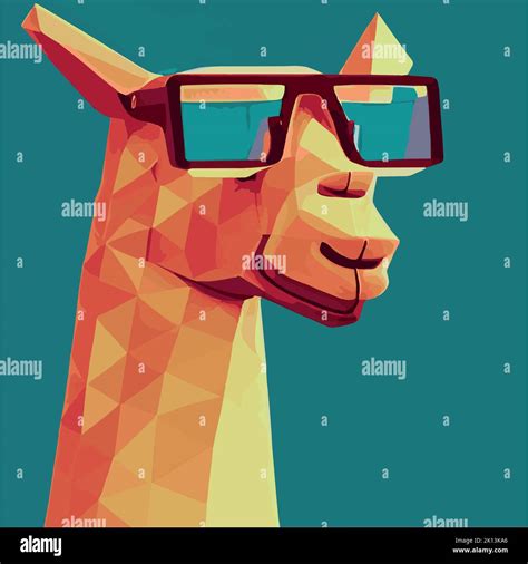 Cheerful Llama With Glasses Pastel Background Pop Geometric Art