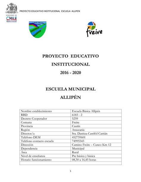 Pdf Proyecto Educativo Institucional 2016 2020 Escuela