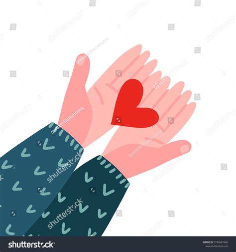 Two Hands Holding Heart Top View Stock Vector Royalty Free 1744987460