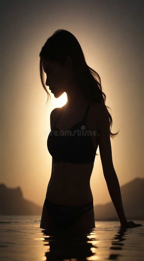 Silueta De Una Mujer En Una Silueta Bikini De Una Mujer En La Silueta