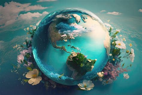 World Earth Day Concept With The Planet Wrapped In Flowers Ai