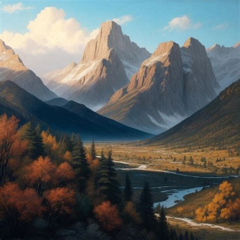 Premium AI Image | Mountain painting