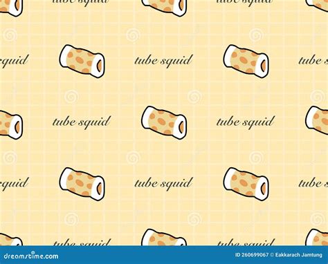 Tube Squid Seamless Pattern On Yellow Background Stock Illustration