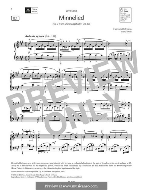 Minnelied By H Hofmann Sheet Music On Musicaneo