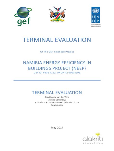 Fillable Online Terminal Evaluation Of The Undp Gef Project Market