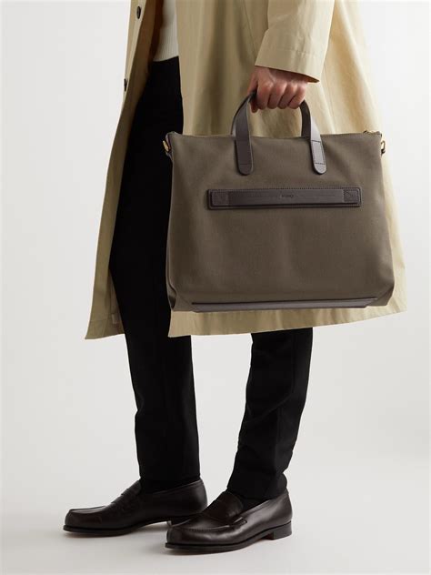 Mismo - Leather-Trimmed Canvas Briefcase Mismo