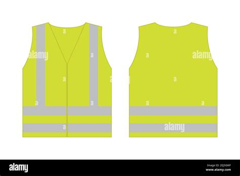 Yellow Reflective Safety Vest For People Front And Back View Uniform