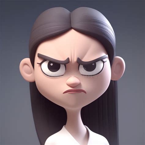 Angry Woman With Facial Expression 3d Render Square Image Stock Illustration Illustration Of