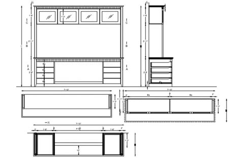 Wardrobe And Dressing Table For Bedroom Elevation Section And