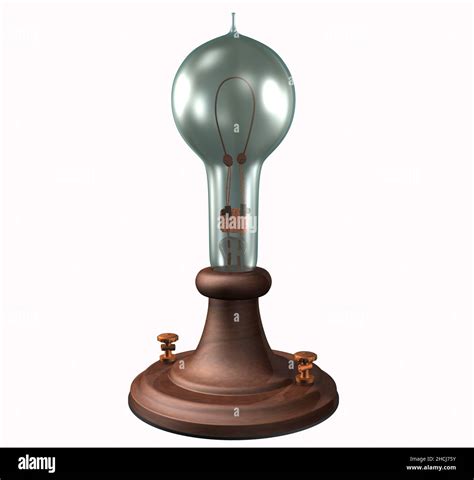 3d Rendering Illustration Of The First Edisons Light Bulb Built In