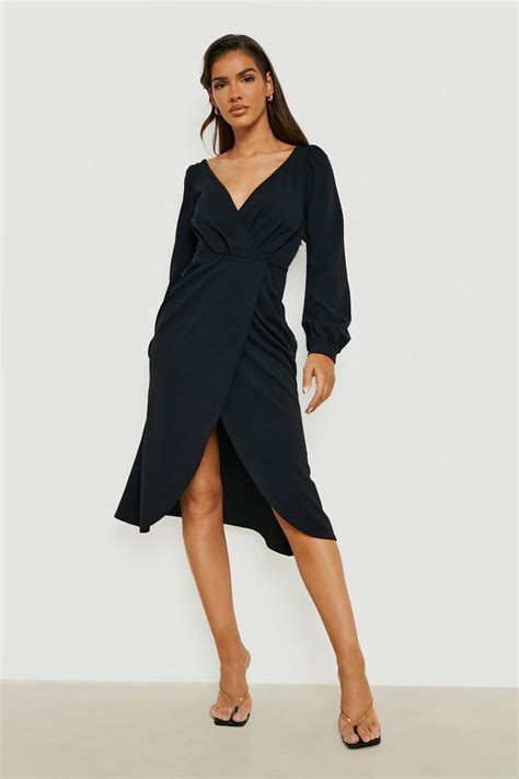 Womens Off The Shoulder Wrap Midi Dress Boohoo Uk