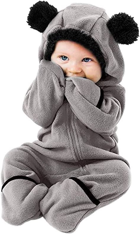 Buy VEKDONE Baby Boy Girl Cartoon Bear Fleece Snowsuit Warm Thick ...