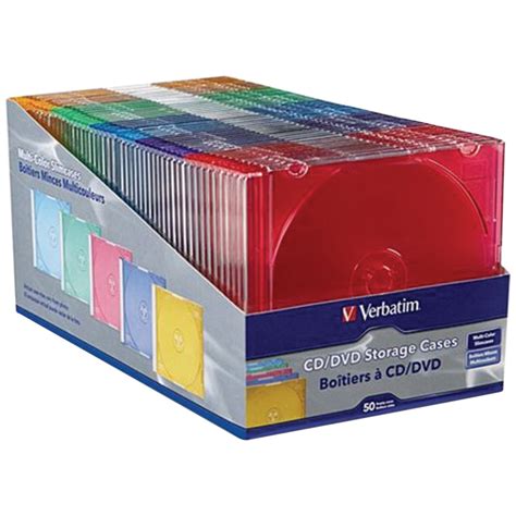 Verbatim 50 Pack Cddvd Color Slim Jewel Cases Assorted