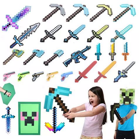 Cm Cm Minecraft Juego Eva Espuma Diamante Pico Pistola Hacha Hamaxe