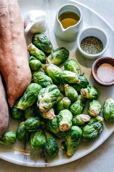 Roasted Brussels Sprouts And Sweet Potatoes Easy Tasty 5 Ingredients