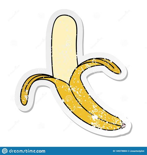 Etiqueta Afligida M O Sutil De Uma Banana Tirada Dos Desenhos Animados