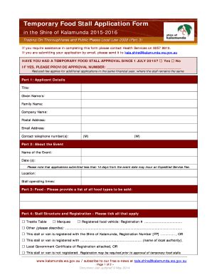 Fillable Online Kalamunda Wa Gov Temporary Food Stall Application Form