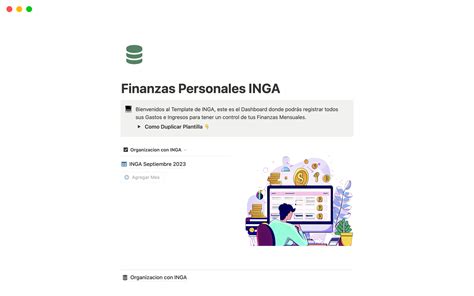 Finanzas Personales Inga Plantilla De Notion