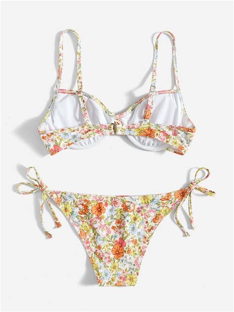 Romwe Hippie X Gabiciamp Floral Print Underwire Bikini Swimsuit Shein Uk