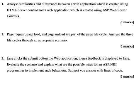 Solved Analyse Similarities And Differences Between A W