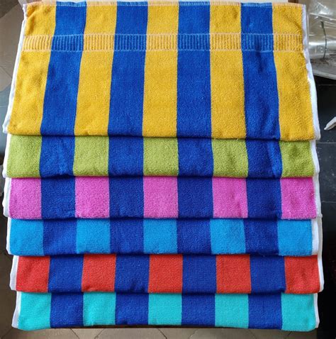 Rainbow Multicolor Filament Blue Cabana Towel For Bathroom Size