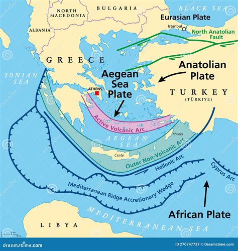 Aegean Sea Plate, Also Known As Aegean Or Hellenic Plate, Tectonic Map ...