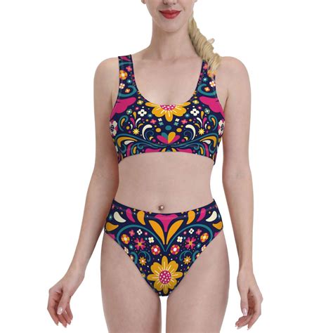 Lukts Women High Waisted Bikini Set Cinco De Mayo Floral Swimsuit 2