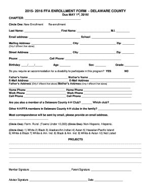 Fillable Online Extension Iastate Ffa Enrollment Form