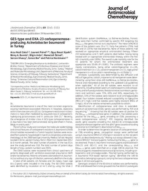 Pdf Ges Type And Oxa 23 Carbapenemase Producing Acinetobacter