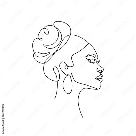 Beauty Female Face Line Art Drawing Woman Face Minimalist Illustration