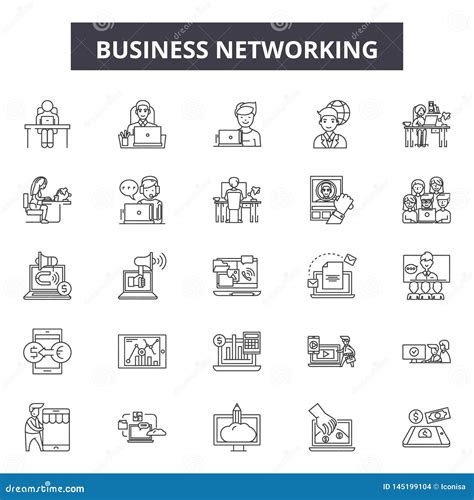 Business Networking Line Icons Signs Vector Set Outline Illustration