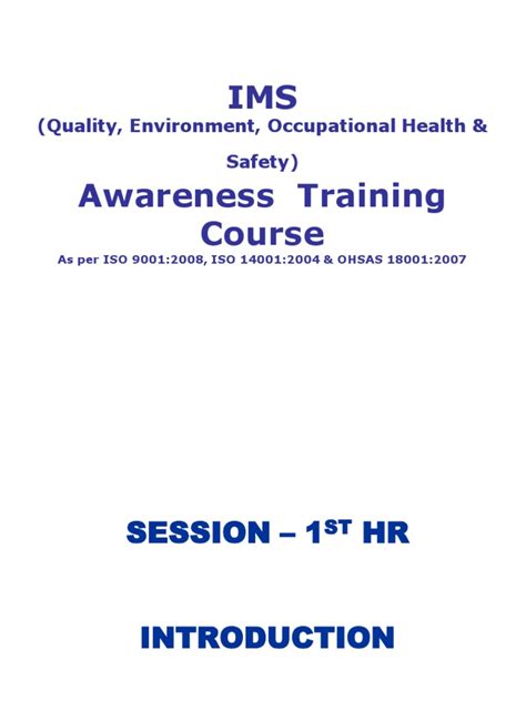 Ims -Awareness Training - Jcs | Occupational Safety And Health | Risk ...