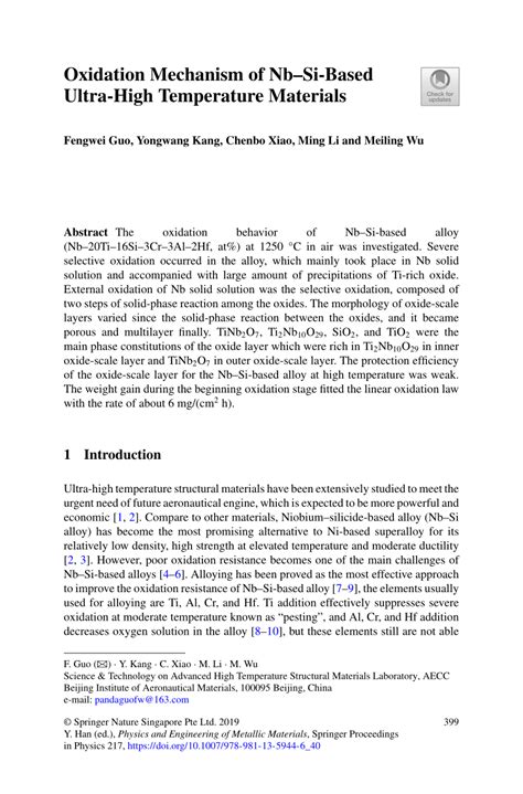 Pdf Oxidation Mechanism Of Nbsi Based Ultra High Temperature