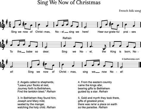 Sing We Now of Christmas - Beth's Notes