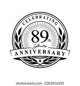 89 Years Anniversary Celebration Design Template Stock Vector (Royalty ...