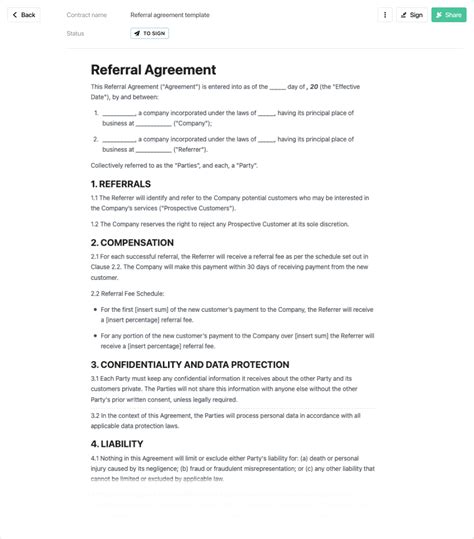 Referral Agreement Template Free To Use