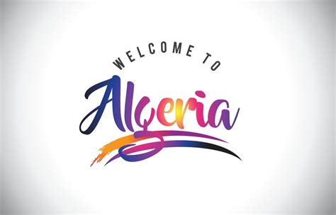 Algeria Welcome To Message In Purple Vibrant Modern Colors