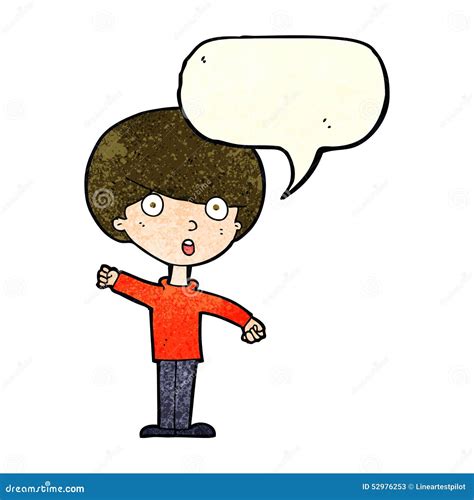 Cartoon Shocked Boy With Speech Bubble Stock Illustration