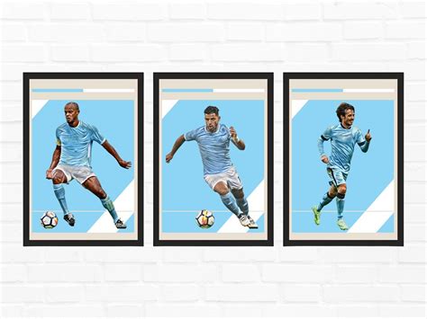 Man City Legends Print Set of 3 Posters Kompany David - Etsy