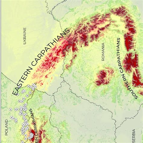 Map Of The Carpathian Mountains Showing The Borders Of Constituent