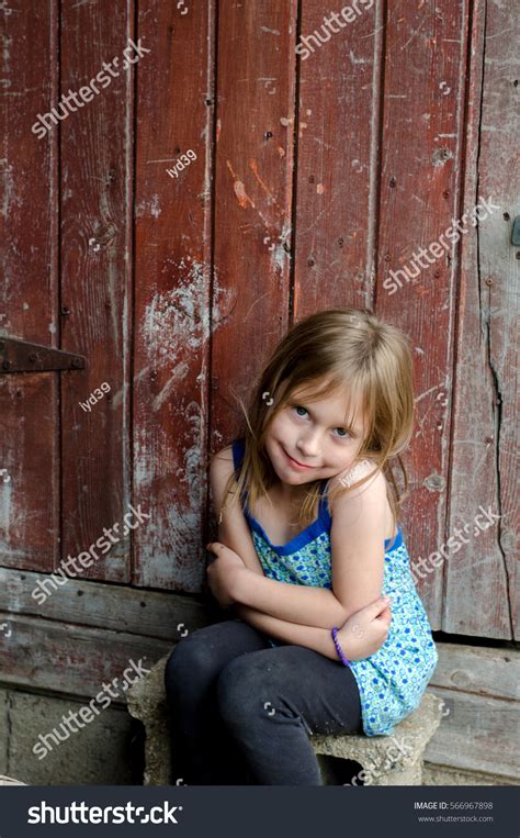 Cute Little Country Girl Sits On Stock Photo 566967898 | Shutterstock