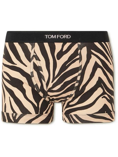 Tom Ford Zebra Print Stretch Cotton Boxer Briefs Black Tom Ford